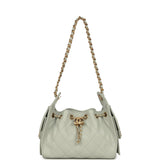 Chanel Mini 25 Hobo Bag Light Green Caviar Antique Gold Hardware