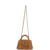 Chanel Small Fringe Kelly Dark Beige Raffia Wood and Light Gold Hardware