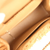 Chanel Small Fringe Kelly Dark Beige Raffia Wood and Light Gold Hardware