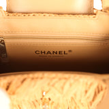 Chanel Small Fringe Kelly Dark Beige Raffia Wood and Light Gold Hardware