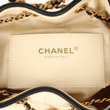Chanel Small 25 Hobo Bag Ecru Canvas and Black Calfskin Gold Hardware