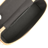 Chanel Coco Base Top Handle Long Vanity Case with Chain Brown Suede and Black Shiny Lambskin Antique Gold Hardware