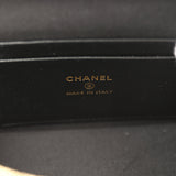 Chanel Coco Base Top Handle Long Vanity Case with Chain Brown Suede and Black Shiny Lambskin Antique Gold Hardware