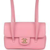 Chanel Mini Preppy Coco Clutch with Straps Pink Shiny Caviar Brushed Gold Hardware