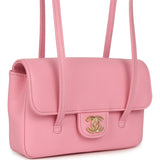 Chanel Mini Preppy Coco Clutch with Straps Pink Shiny Caviar Brushed Gold Hardware