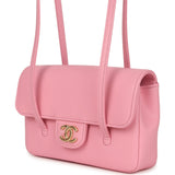 Chanel Mini Preppy Coco Clutch with Straps Pink Shiny Caviar Brushed Gold Hardware