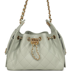 Chanel Mini 25 Hobo Bag Light Green Caviar Antique Gold Hardware