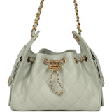 Chanel Mini 25 Hobo Bag Light Green Caviar Antique Gold Hardware - Thumbnail View 1