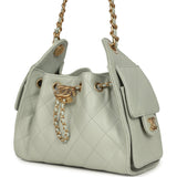 Chanel Mini 25 Hobo Bag Light Green Caviar Antique Gold Hardware - Thumbnail View 5