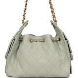 Chanel Mini 25 Hobo Bag Light Green Caviar Antique Gold Hardware - Thumbnail View 4