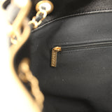 Chanel Small Coco Base Hobo Bag Brown Suede and Black Shiny Lambskin Brushed Gold Hardware