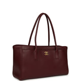 Chanel Small Cerf Shopping Bag Burgundy Calfskin Gold Hardware