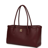 Chanel Small Cerf Shopping Bag Burgundy Calfskin Gold Hardware