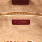 Chanel Small Cerf Shopping Bag Burgundy Calfskin Gold Hardware