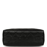 Chanel Small Coco Base Hobo Bag Beige Canvas and Black Shiny Lambskin Gold Hardware