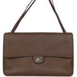 Chanel Maxi Flap Bag Light Brown Caviar Silver Hardware