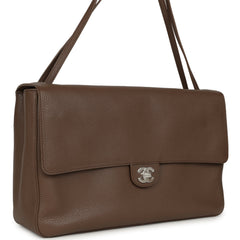 Chanel Maxi Flap Bag Light Brown Caviar Silver Hardware