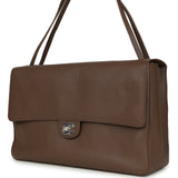 Chanel Maxi Flap Bag Light Brown Caviar Silver Hardware