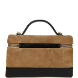 Chanel Coco Base Top Handle Long Vanity Case with Chain Brown Suede and Black Shiny Lambskin Antique Gold Hardware - Thumbnail View 4