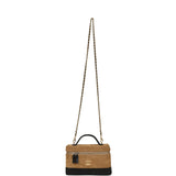Chanel Coco Base Top Handle Long Vanity Case with Chain Brown Suede and Black Shiny Lambskin Antique Gold Hardware - Thumbnail View 7