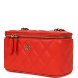 Chanel Small Classic Vanity Case Red Shiny Caviar Light Gold Hardware - Thumbnail View 5