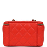 Chanel Small Classic Vanity Case Red Shiny Caviar Light Gold Hardware - Thumbnail View 4