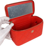 Chanel Small Classic Vanity Case Red Shiny Caviar Light Gold Hardware - Thumbnail View 8