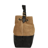 Chanel Small Coco Base Hobo Bag Brown Suede and Black Shiny Lambskin Brushed Gold Hardware - Thumbnail View 3