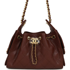 Chanel Mini 25 Hobo Bag Brown Caviar Antique Gold Hardware