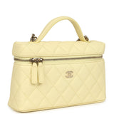 Chanel Top Handle Long Vanity Case with Chain Light Yellow Caviar Light Gold Hardware - Thumbnail View 2