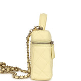 Chanel Top Handle Long Vanity Case with Chain Light Yellow Caviar Light Gold Hardware - Thumbnail View 3