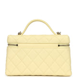 Chanel Top Handle Long Vanity Case with Chain Light Yellow Caviar Light Gold Hardware - Thumbnail View 4
