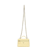 Chanel Top Handle Long Vanity Case with Chain Light Yellow Caviar Light Gold Hardware - Thumbnail View 7