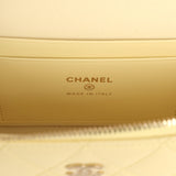 Chanel Top Handle Long Vanity Case with Chain Light Yellow Caviar Light Gold Hardware - Thumbnail View 9