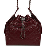 Chanel Medium 25 Hobo Bag Dark Burgundy Shiny Crumpled Calfskin Silver Hardware - Thumbnail View 1