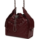 Chanel Medium 25 Hobo Bag Dark Burgundy Shiny Crumpled Calfskin Silver Hardware - Thumbnail View 5