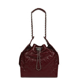 Chanel Medium 25 Hobo Bag Dark Burgundy Shiny Crumpled Calfskin Silver Hardware - Thumbnail View 7