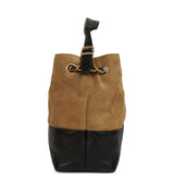 Chanel Small Coco Base Hobo Bag Brown Suede and Black Shiny Lambskin Brushed Gold Hardware - Thumbnail View 3