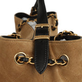 Chanel Small Coco Base Hobo Bag Brown Suede and Black Shiny Lambskin Brushed Gold Hardware - Thumbnail View 8