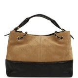 Chanel Small Coco Base Hobo Bag Brown Suede and Black Shiny Lambskin Brushed Gold Hardware - Thumbnail View 5
