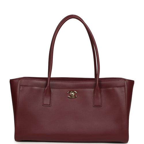 Chanel Small Cerf Shopping Bag Burgundy Calfskin Gold Hardware