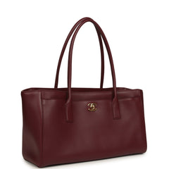 Chanel Small Cerf Shopping Bag Burgundy Calfskin Gold Hardware