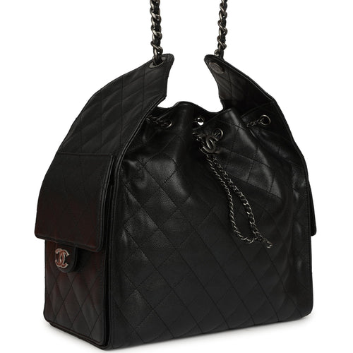 Chanel Medium 25 Hobo Bag Black Caviar Aged Ruthenium Hardware