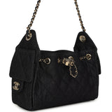 Chanel Mini 25 Hobo Bag Dark Blue Denim Light Gold Hardware - Thumbnail View 2