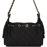 Chanel Mini 25 Hobo Bag Dark Blue Denim Light Gold Hardware - Thumbnail View 4