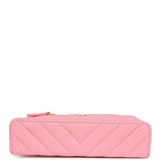 Chanel Sleek Chevron Top Handle Long Vanity Case with Chain Pink Shiny Caviar Gold Hardware - Thumbnail View 6