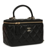 Chanel Small Top Handle Vanity Case Black Lambskin Light Gold Hardware - Thumbnail View 2
