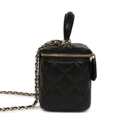 Chanel Small Top Handle Vanity Case Black Lambskin Light Gold Hardware - Thumbnail View 3