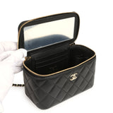 Chanel Small Top Handle Vanity Case Black Lambskin Light Gold Hardware - Thumbnail View 8