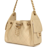 Chanel Mini 25 Hobo Bag Light Beige Caviar Antique Gold Hardware - Thumbnail View 5